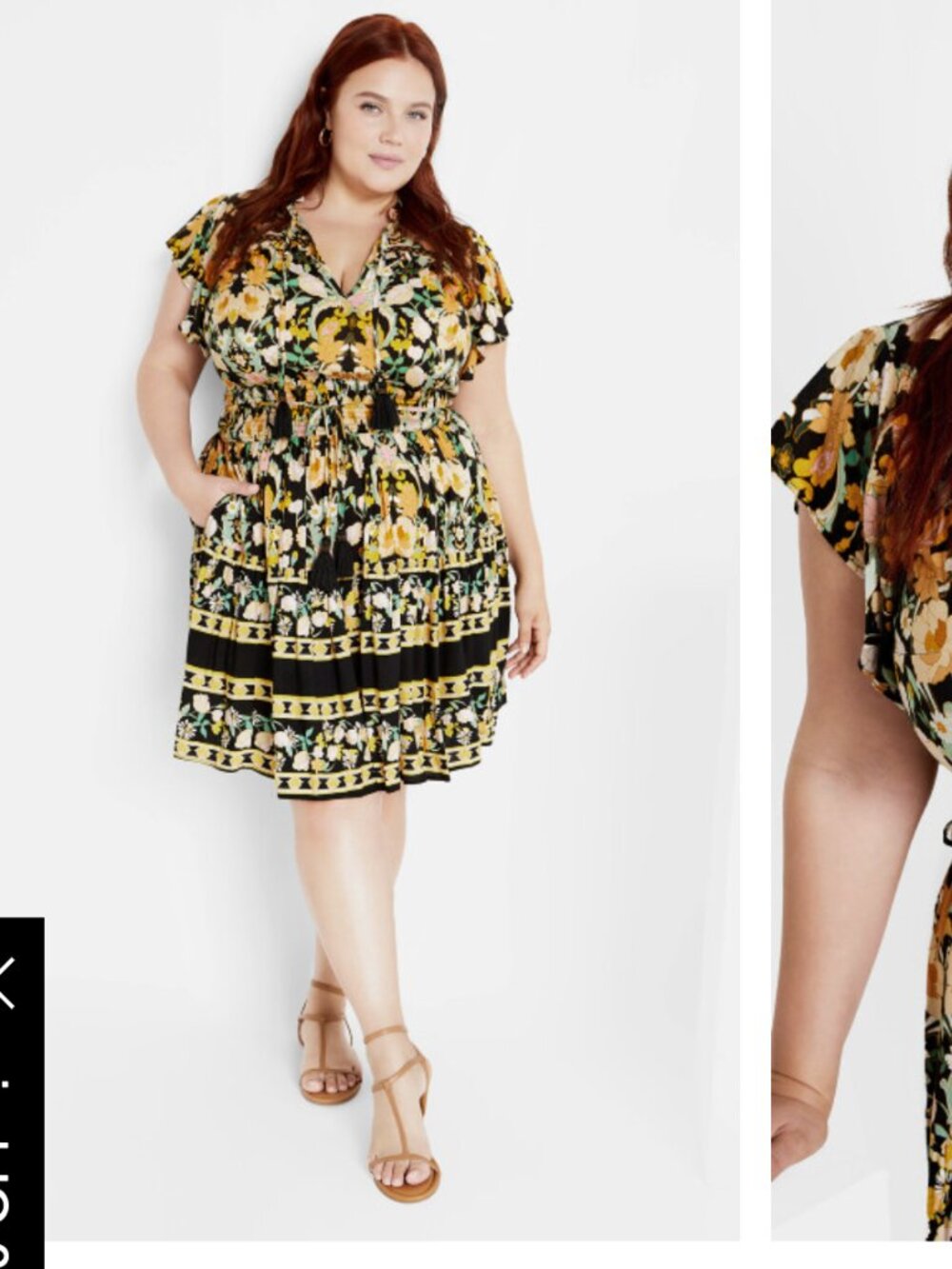 City Chic Starling Reine Paisley Boho Tassel Belt Mini Dress Plus Size M 18 - Picture 9 of 9